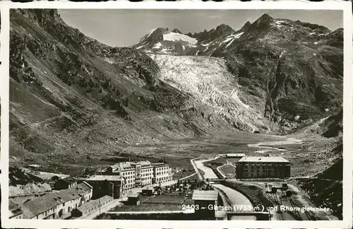 hw00887 Rhonegletscher Glacier du Rhone Panorama Kategorie. Rhone Alte Ansichtskarten