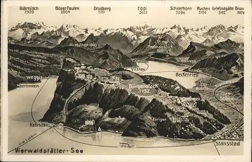 Vierwaldstaettersee Fliegeraufnahme  Kat. Brunnen