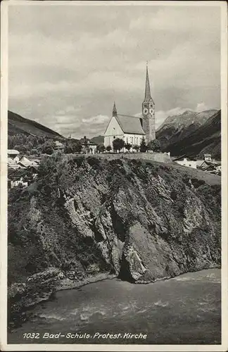 hw03717 Schuls GR Kirche  Kategorie. Scuol Alte Ansichtskarten