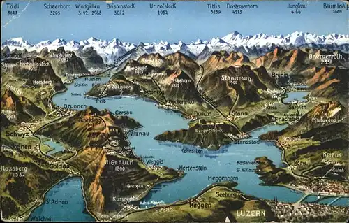 Vierwaldstaettersee Panorama Kat. Brunnen