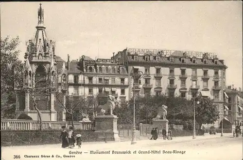 hw17150 Genf GE Monument Brunnswick
Grand-Hotel Beau-Rivage Kategorie. Genf Alte Ansichtskarten