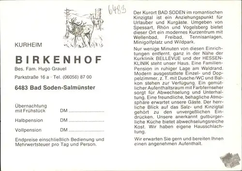 pw00924 Bad Soden-Salmuenster Kurheim Birkenhof Salmuenster Kategorie. Bad Soden-Salmuenster Alte Ansichtskarten