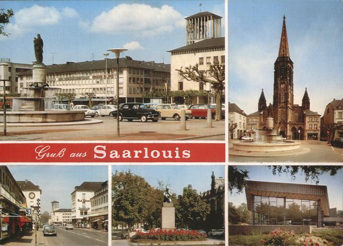 Saarlouis Kirche Marktplatz Brunnen Kat. Saarlouis Nr