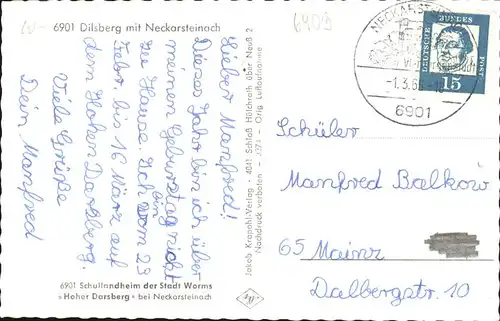 Dilsberg Neckarsteinach Flugaufnahme Kat. Neckargemuend
