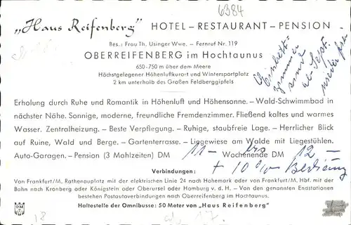 Oberreifenberg Haus Reifenberg Kat. Schmitten
