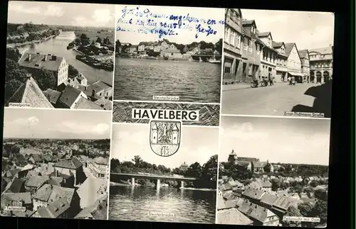 Havelberg Havelpartie Steintorbruecke Teilansicht mit Dom Ernst Thaelmann Strasse Kat. Havelberg