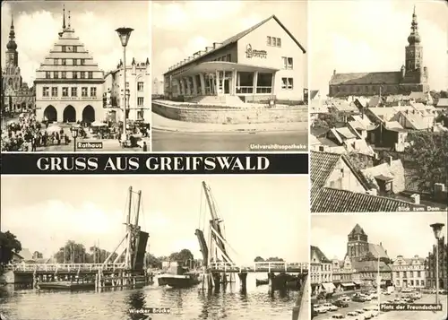 Greifswald Rathaus Universitaetsapotheke Dom Wiecker Bruecke Platz der Freundschaft Kat. Greifswald