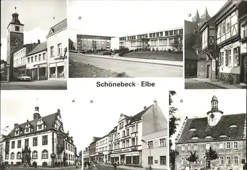 Schoenebeck Elbe Salztorturm Volksschwimmhalle Rosmarienstrasse Rathaus Salzer Strasse Kreismuseum Kat. Schoenebeck