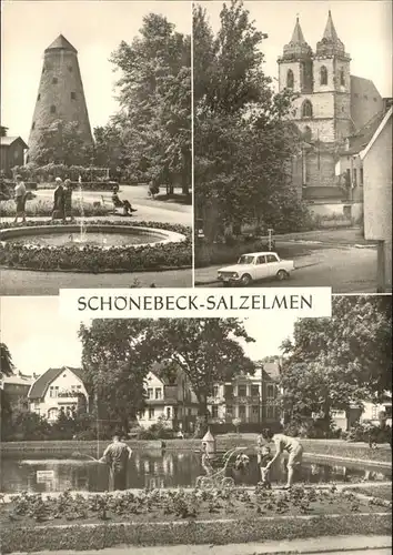 Schoenebeck Elbe Schoenebeck Salzelmen Kurpark Johanniskirche Schwanenteich Kat. Schoenebeck