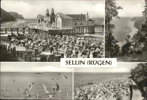 Sellin Ruegen Seebruecke Blick von Waldhalle Badestrand Kat. Sellin Ostseebad