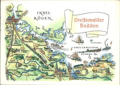 Insel Ruegen uebersichtskarte Insel Ruegen Greifswalder Bodden Kat. Bergen