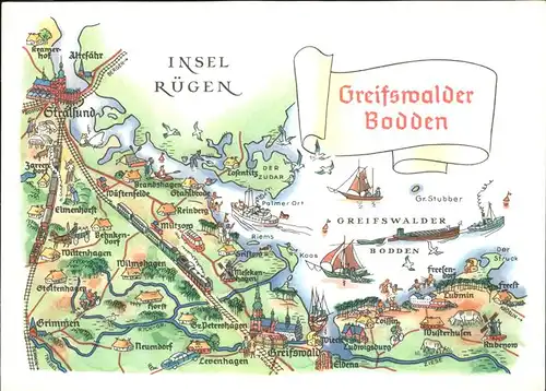 Insel Ruegen uebersichtskarte Insel Ruegen Greifswalder Bodden Kat. Bergen