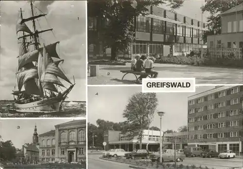 Greifswald Segelschulschiff Wilhelm Pieck Neue Mensa August Bebel Strasse Hotel Boddenhus Kat. Greifswald