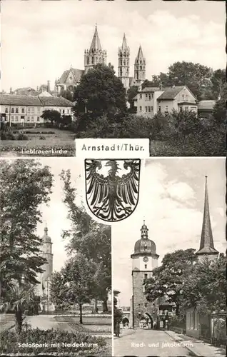 Arnstadt Ilm Wappen Liebfrauenkirche Schlosspark Neideckturm Ried Jakobsturm / Arnstadt /Ilm-Kreis LKR