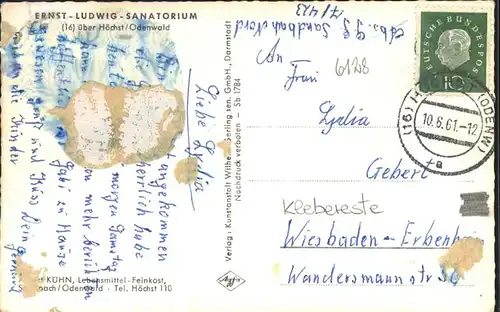 Hoechst Odenwald Ernst Ludwig Sanatorium Kat. Hoechst i. Odw.