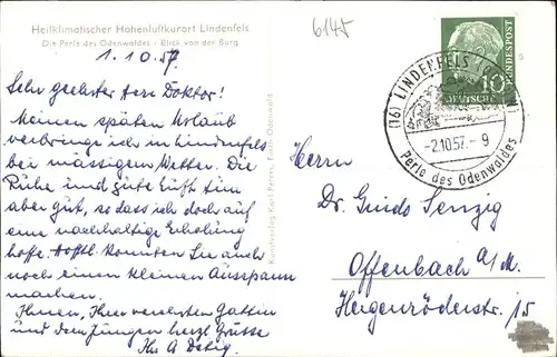 Lindenfels Odenwald Burgblick Kat. Lindenfels