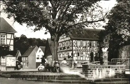 Reichenbach Odenwald Fachwerk Brunnen Kat. Lautertal (Odenwald)