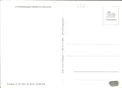 Hoechst Odenwald Fliegeraufnahme Kat. Hoechst i. Odw.