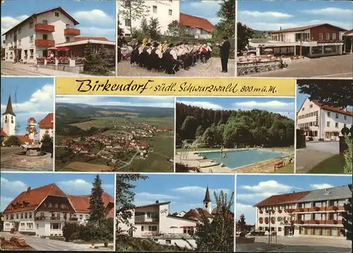 Birkendorf Dorfbrunnen Kirche Luftaufnahme Birkendorf Musikkapelle Schwimmbad Kat. uehlingen-Birkendorf