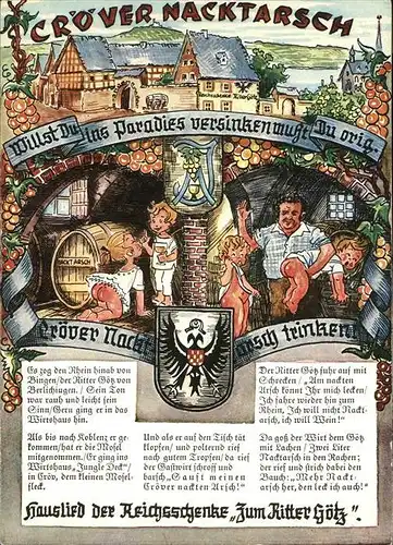 Kroev Mosel Hauslied der Reichsschenke Zum Ritter Goetz / Kroev /Bernkastel-Wittlich LKR