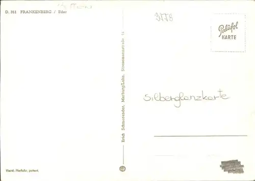 Frankenberg Eder Silberglanzkarte Kat. Frankenberg (Eder)