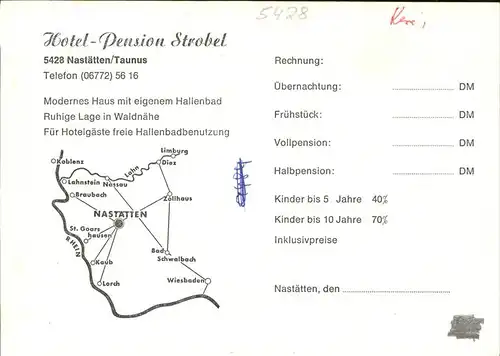 Nastaetten Hotel Pension Strobel Landkarte Kat. Nastaetten