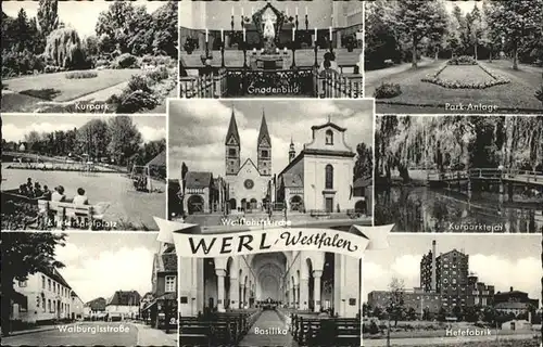 Werl Westfalen Kurparkteich Hefefabrik Basilika Gnadenbild Walburgisstr.  / Werl /Soest LKR