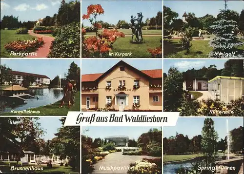 Bad Waldliesborn Ruhehalle Springbrunnen Minigolf Kurpark Kurmittelhaus Kat. Lippstadt