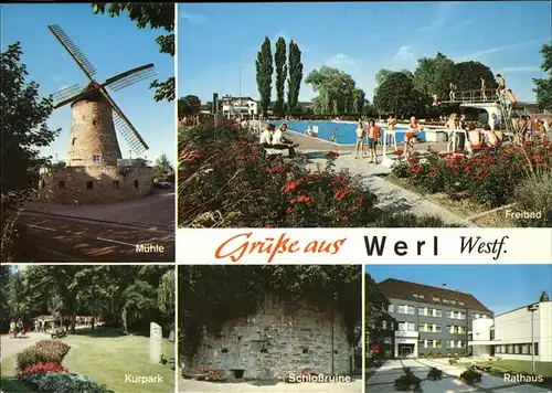 Werl Westfalen Freibad Rathaus Schlossruine Muehle Kurpark / Werl /Soest LKR