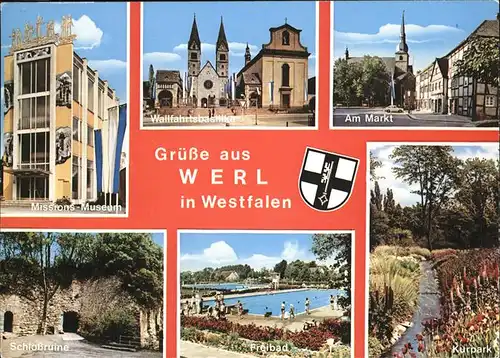 Werl Westfalen Missions Museum Wallfahrtsbasilika Markt Schlossruine Freibad Kurpark Stadtwappen / Werl /Soest LKR