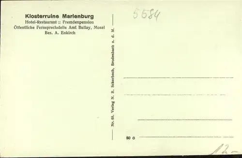 Bullay Mosel Klosterruine Marienburg  *