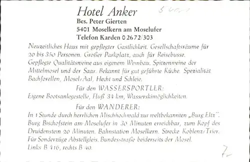 Moselkern Hotel Anker *