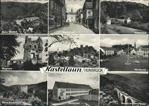 Kastellaun Ruine Waldeck Marktstrasse Marktplatz Realschule Hunsrueck-Hoehenbahn x