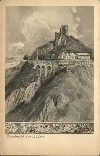 Drachenfels Kuenstler G. Roede *