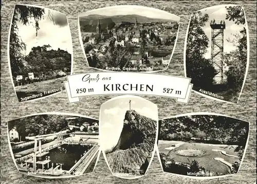 Kirchen Sieg Kirchen Sieg Jugendburg Freusburg Aussichtsturm Schwimmbad Minigolfplatz Druidenstein x / Kirchen (Sieg) /Altenkirchen Westerwald LKR