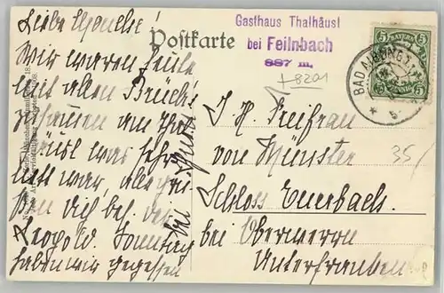 Bad Feilnbach Bad Feilnbach Gasthaus Talhaeusl x 1909 / Bad Feilnbach /Rosenheim LKR