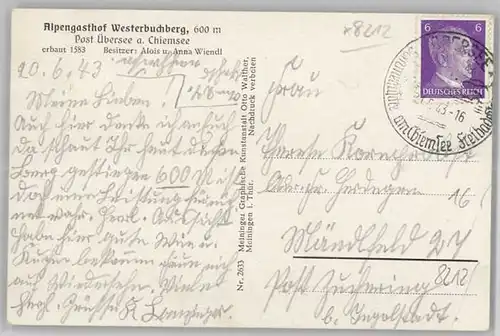 uebersee Gasthof Wsterbuchberg x 1943