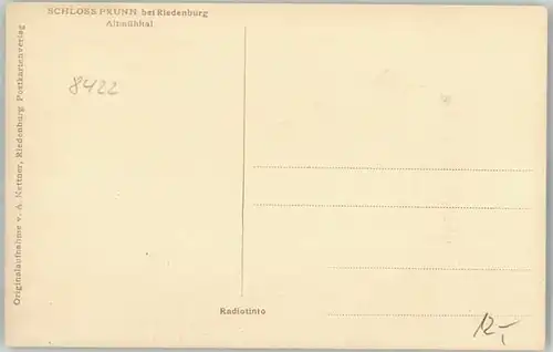 Riedenburg Altmuehltal Riedenburg Schloss Prunn ungelaufen ca. 1920 / Riedenburg /Kelheim LKR