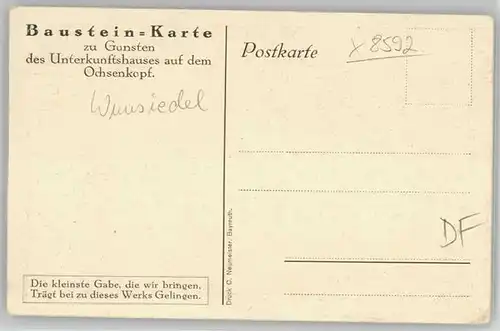 Wunsiedel Wunsiedel Fichtelgebirge [Handschriftlich] Ochsenkopf * 1920 / Wunsiedel /Wunsiedel LKR