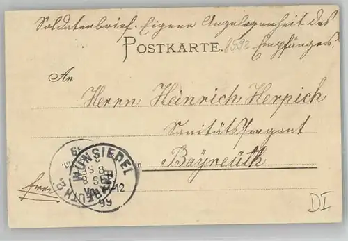 Wunsiedel Wunsiedel Fichtelgebirge Koppetentor Feldpost  x 1899 / Wunsiedel /Wunsiedel LKR