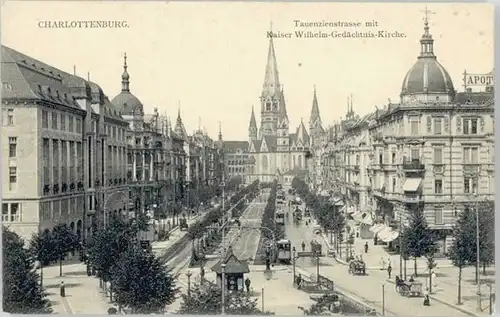 Charlottenburg Charlottenburg Tauenzienstrasse Kaiser Wilhelm-Gedaechtnis-Kirche Karte von 1908 * / Berlin /Berlin Stadtkreis