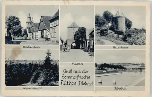 Ruethen Moehne Ruethen Niederestrasse Hachtor Hexenturm Biberbad * / Ruethen /Soest LKR