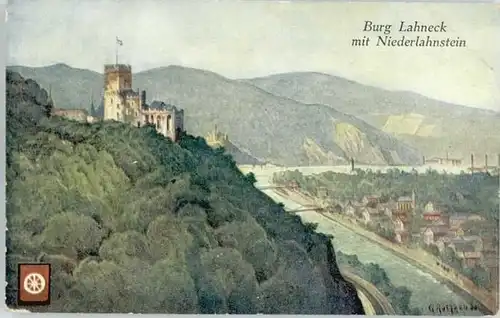 Lahnstein Burg Lahneck Kuenstlerkarte *