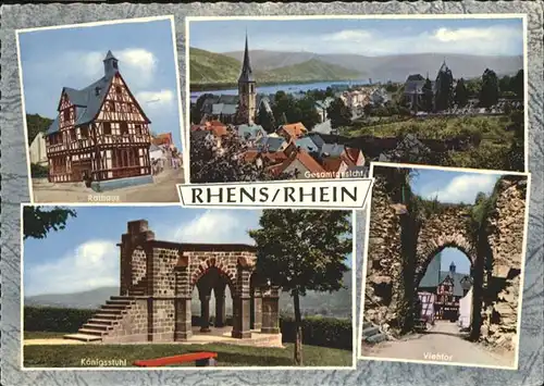 Rhens Rhein Gesamtansicht Koenigsstuhl Viehtor / Rhens /Mayen-Koblenz LKR