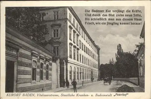 Baden Wien Voeslauerstrasse Krankenanstalt Peterhof / Baden /Wiener Sueden