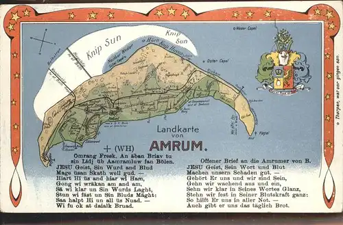 Amrum Landkarte / Nebel /Nordfriesland LKR