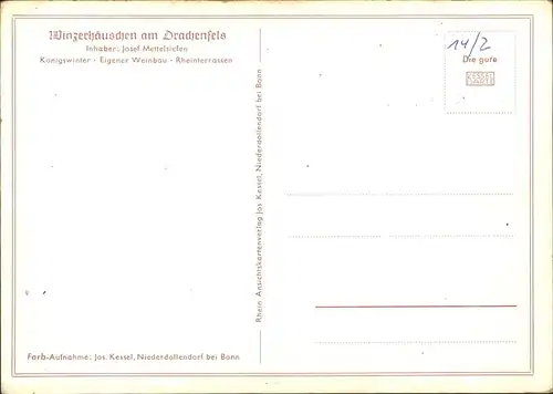 Drachenfels Winzerhaeuschen / Koenigswinter /Rhein-Sieg-Kreis LKR