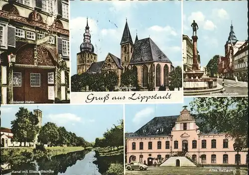 Lippstadt Bernhardbrunnen Rathaus Eilsabeth Kirche  Goldener Hahn  / Lippstadt /Soest LKR