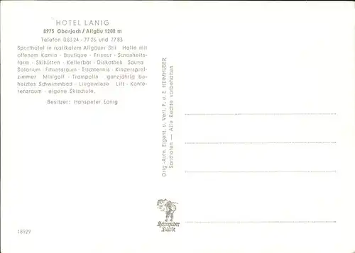 Oberjoch Hotel Lanig / Bad Hindelang /Oberallgaeu LKR