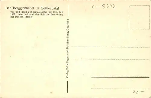 Berggiesshuebel nach Zerstoerung 1927 / Bad Gottleuba-Berggiesshuebel /Saechsische Schweiz-Osterzgebirge LKR